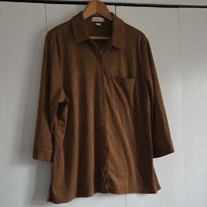 Coldwater Creek Brown Faux Suede Shirt 2X
